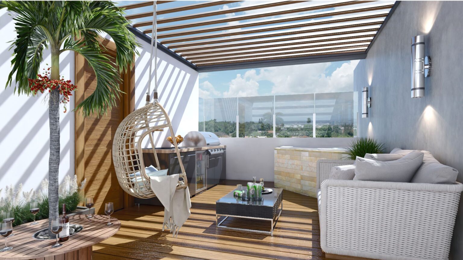 Terraza Penthouse Doña Rosa Residences Venta Apartamento Santiago con Piscina